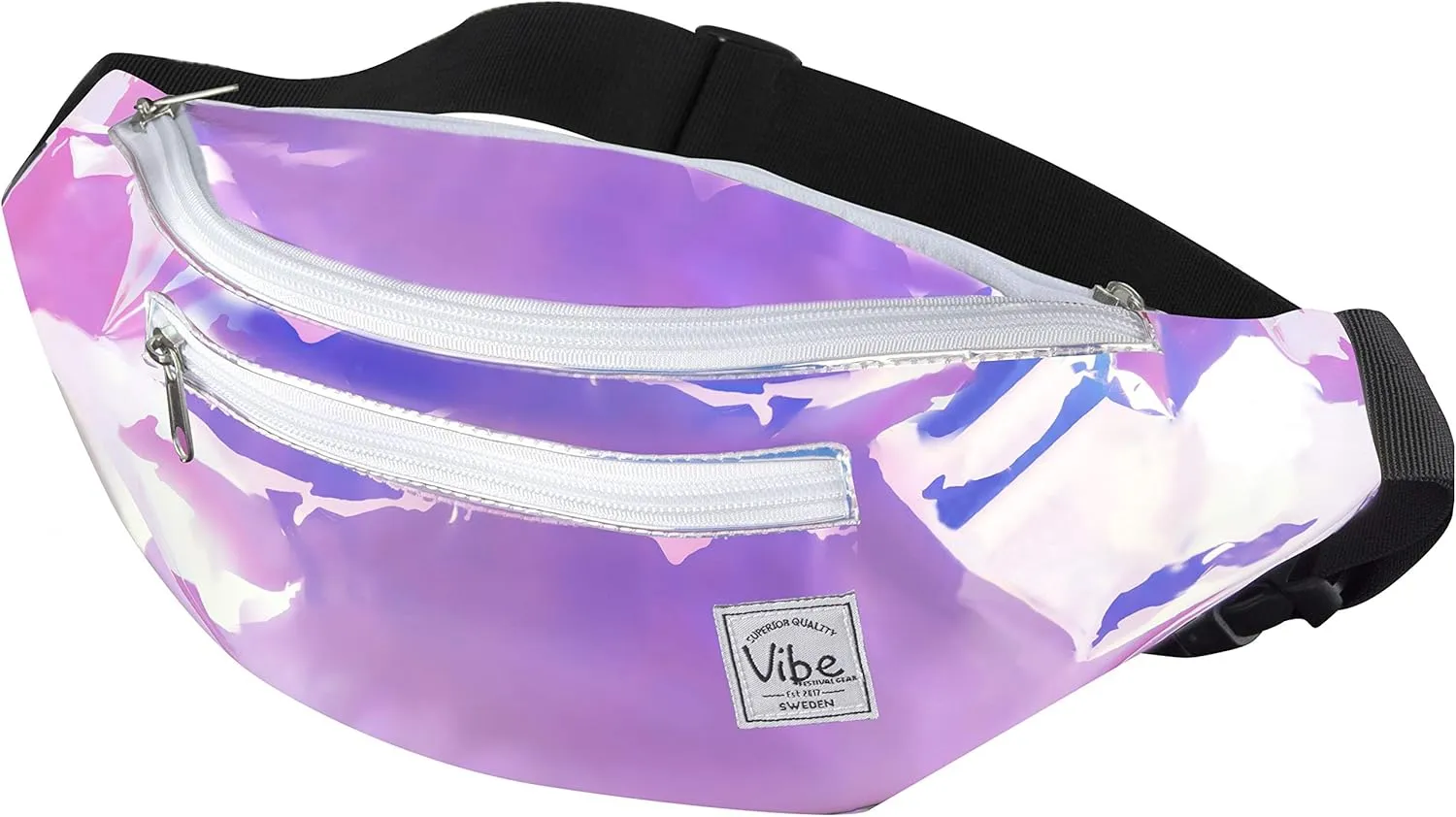Vibe Festival Gear Fanny Pack for Men Women - iridiscent- Pink & Gold holographicFanny Pack - Cute Waist Bag for Festival Rave Hiking Running Cycling
