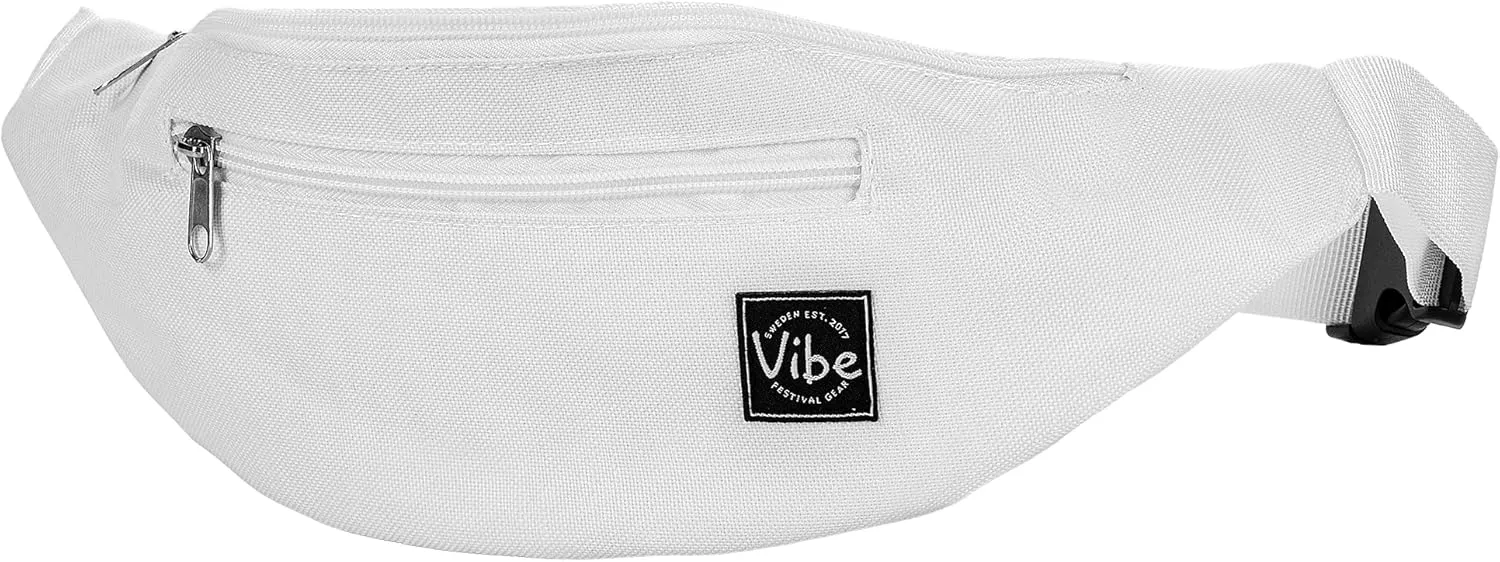 Vibe Festival Gear Fanny Pack for Men Women - Many Prints - Black Holographic Silver Gold Cute Waist Bag for Festival Rave Hiking Running Cycling