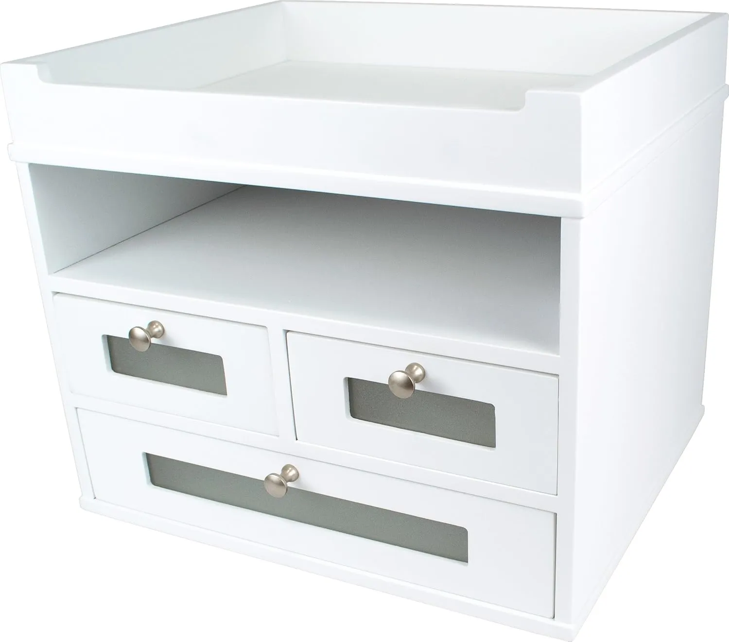Victor Pure White Desktop Organizer, 10.8" x 12.3" x 10.8"