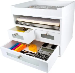 Victor Pure White Desktop Organizer, 10.8" x 12.3" x 10.8"