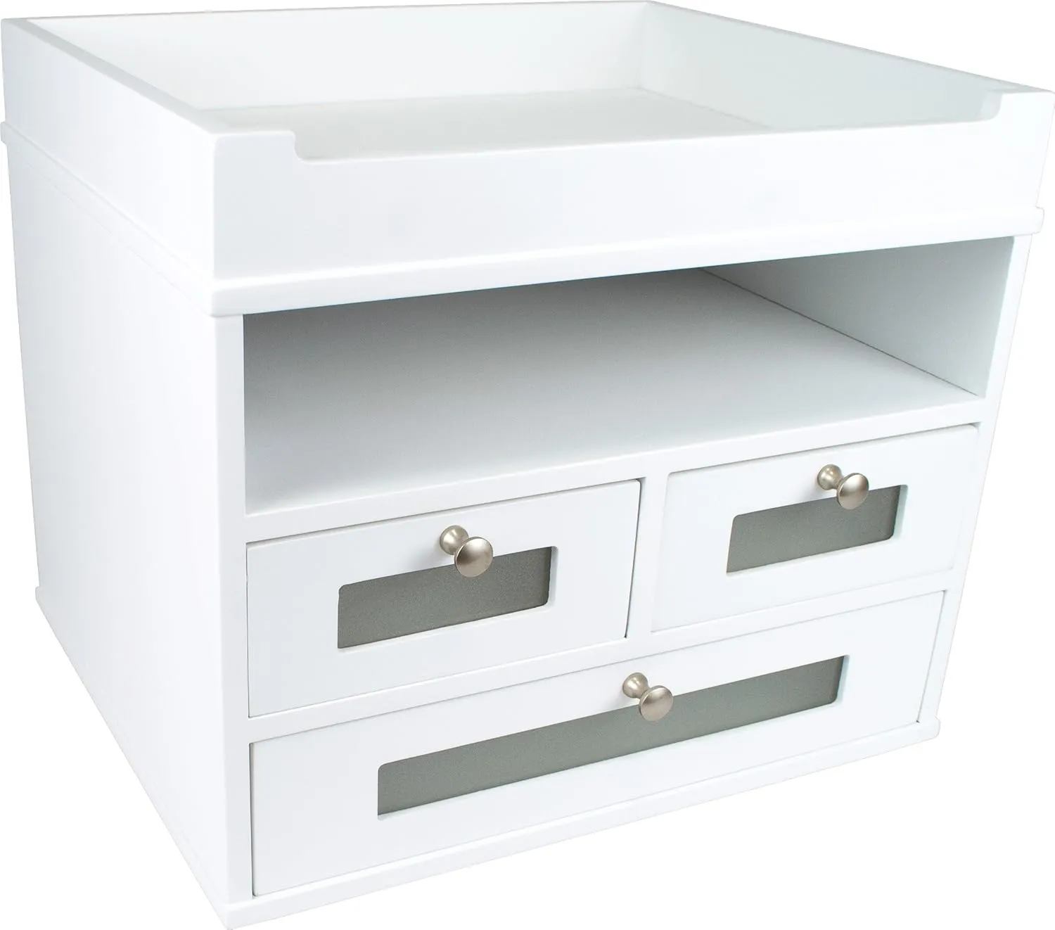 Victor Pure White Desktop Organizer, 10.8" x 12.3" x 10.8"