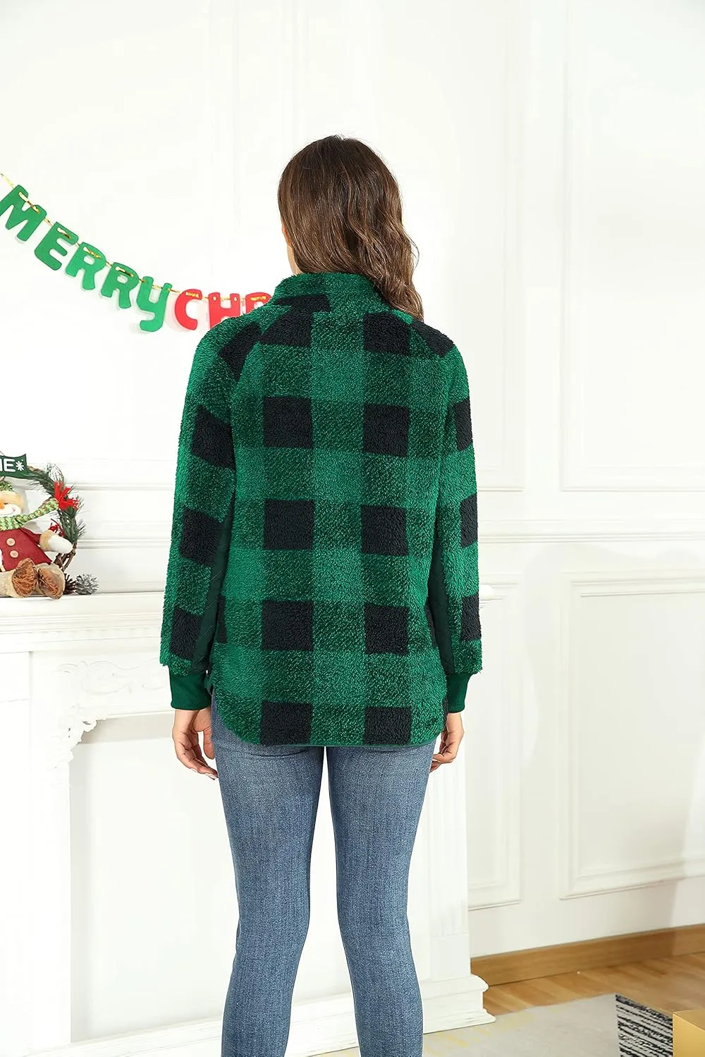 VIISHOW Women's Long Sleeves Quilt Coat Turtleneck Oblique Button Neck Fleece Pullover Coat Sweatshirts Outwear with Pocket