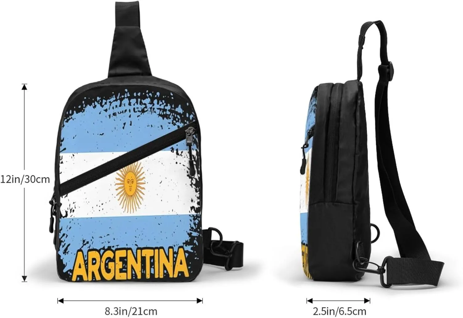Vintage Argentina Argentinian Flag Pride Soccer Football Portable Crossbody Bag Foldable Sling Bags Sports Gym Chest Daypack Reusable Shoulder Backpack Casual Diagonally Rucksack Fanny Packs