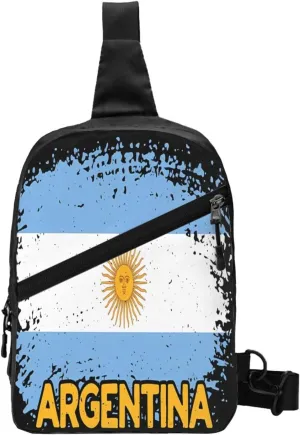 Vintage Argentina Argentinian Flag Pride Soccer Football Portable Crossbody Bag Foldable Sling Bags Sports Gym Chest Daypack Reusable Shoulder Backpack Casual Diagonally Rucksack Fanny Packs