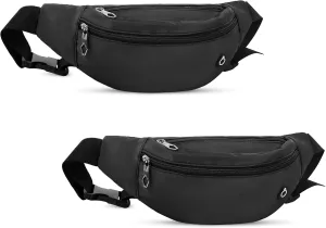 Viqueen Fashion Fanny Packs For Men and Women Foldie Crossbody Bag with Zipper and Pockets Water Resistant,Hands Free Phone Carrying Black Black
