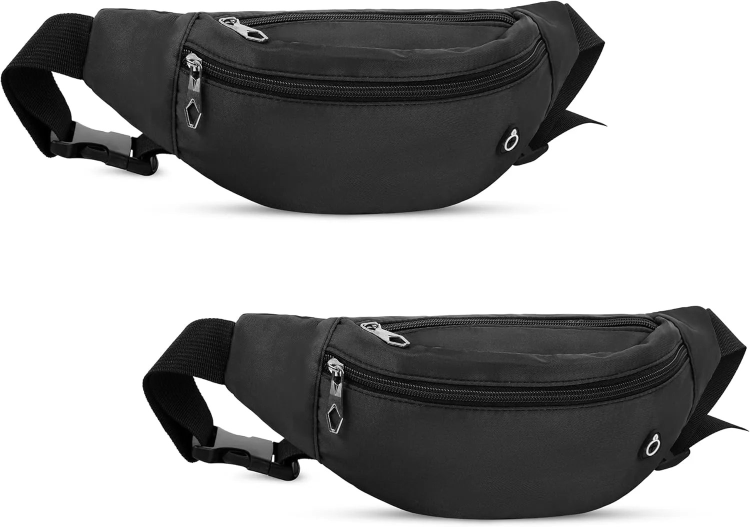 Viqueen Fashion Fanny Packs For Men and Women Foldie Crossbody Bag with Zipper and Pockets Water Resistant,Hands Free Phone Carrying Black Black