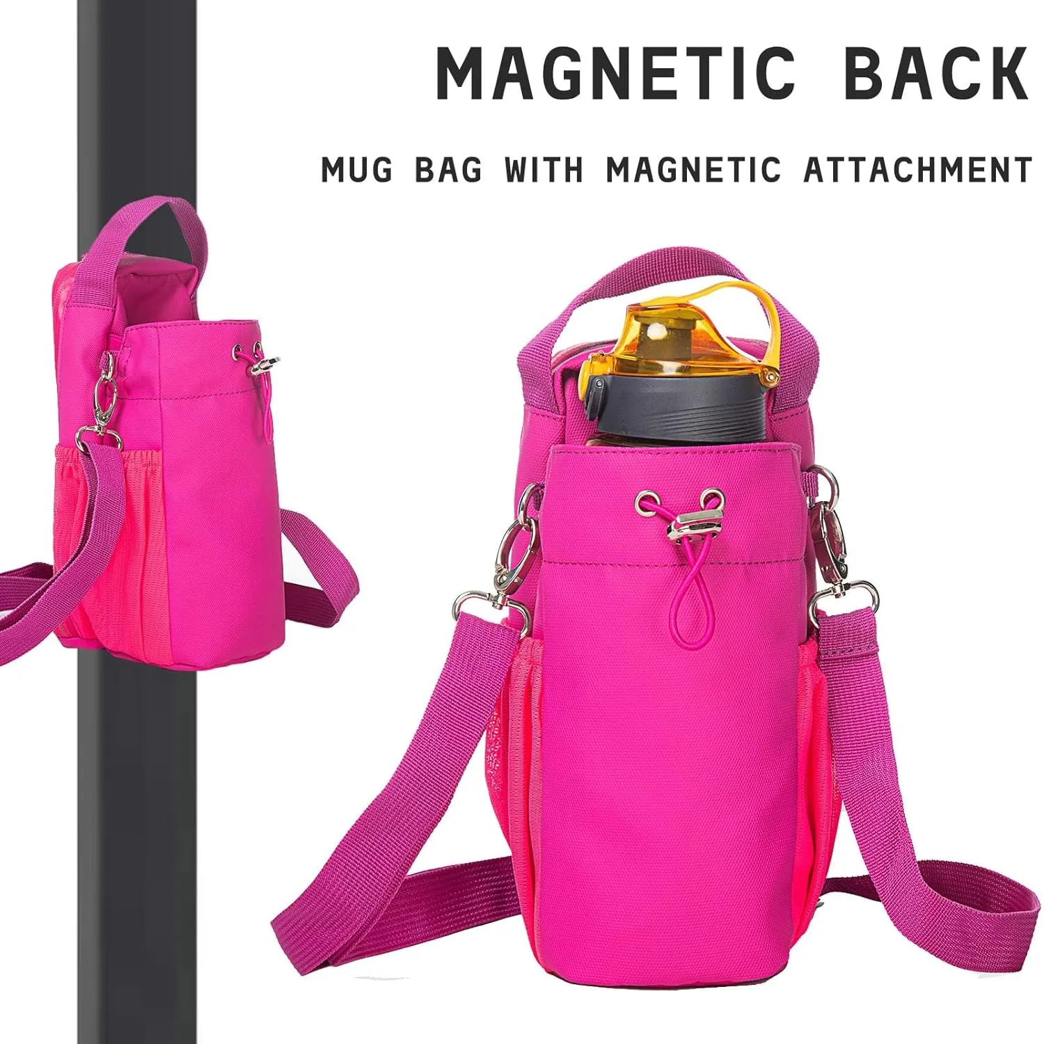 VKZ Magnetic Crossbody Gym Bag Water Bottle Holder Waterproof, Sling Bag for Men and Women Carrier Bag with Phone Pockets Handle Shoulder Strap, Travel Water Bottle Bag Accessories Organizer