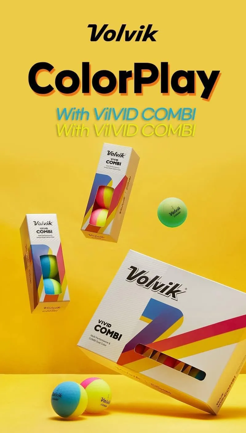 Volvik New Vivid Combi Dual Color Golf Balls Bundle with Genuine Italian Real Solid Leather Belt, Unisex