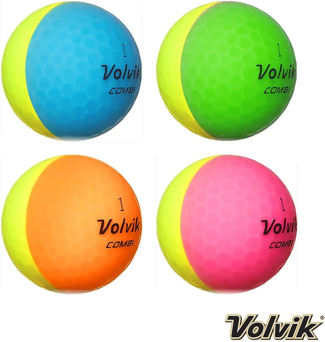 Volvik New Vivid Combi Dual Color Golf Balls Bundle with Genuine Italian Real Solid Leather Belt, Unisex