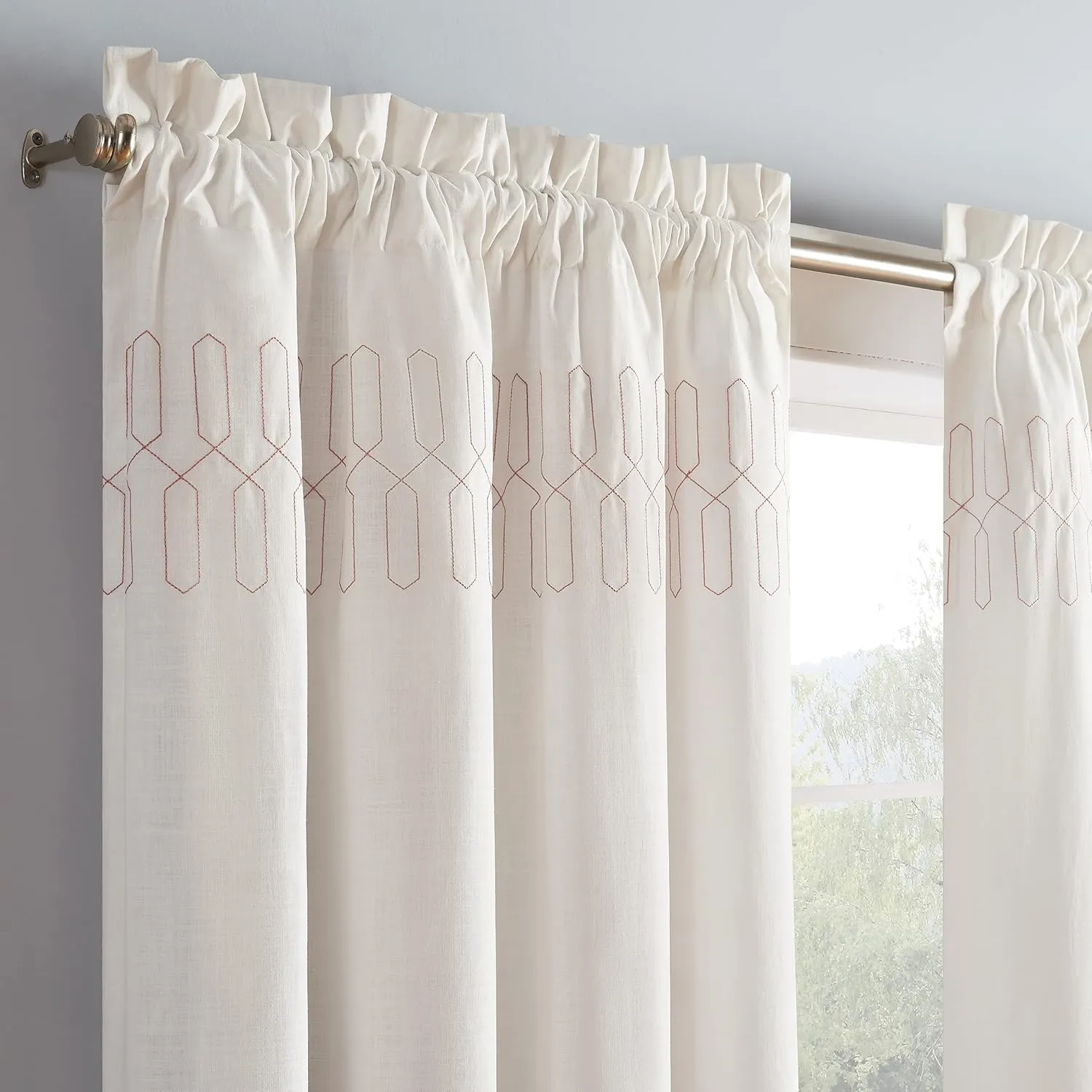 Vue Arashi Modern Boho Decorative Ombre Rod Pocket Window Curtain for Living Room (1 Panel), 52 in x 63 in, Melon