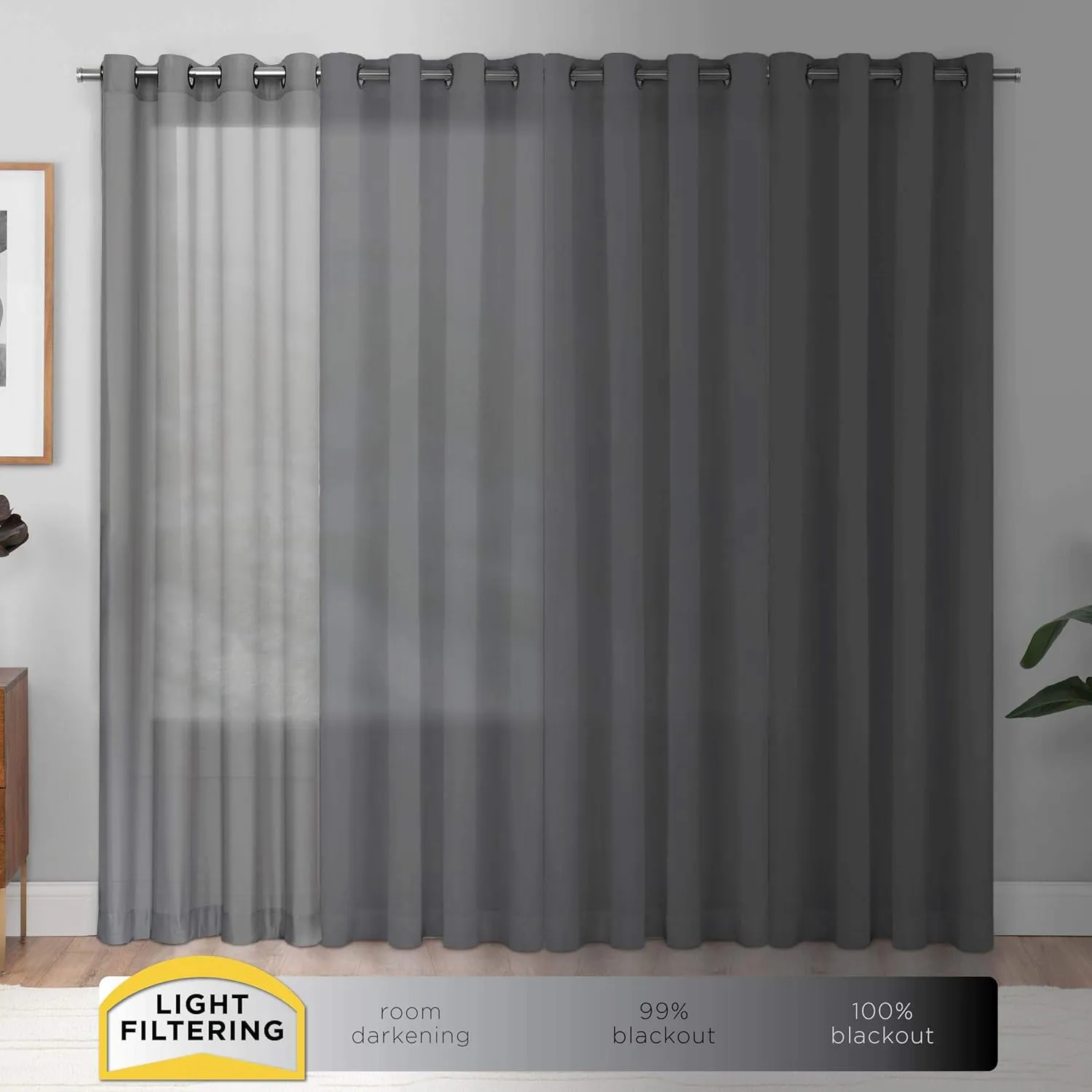 Vue Arashi Modern Boho Decorative Ombre Rod Pocket Window Curtain for Living Room (1 Panel), 52 in x 63 in, Melon