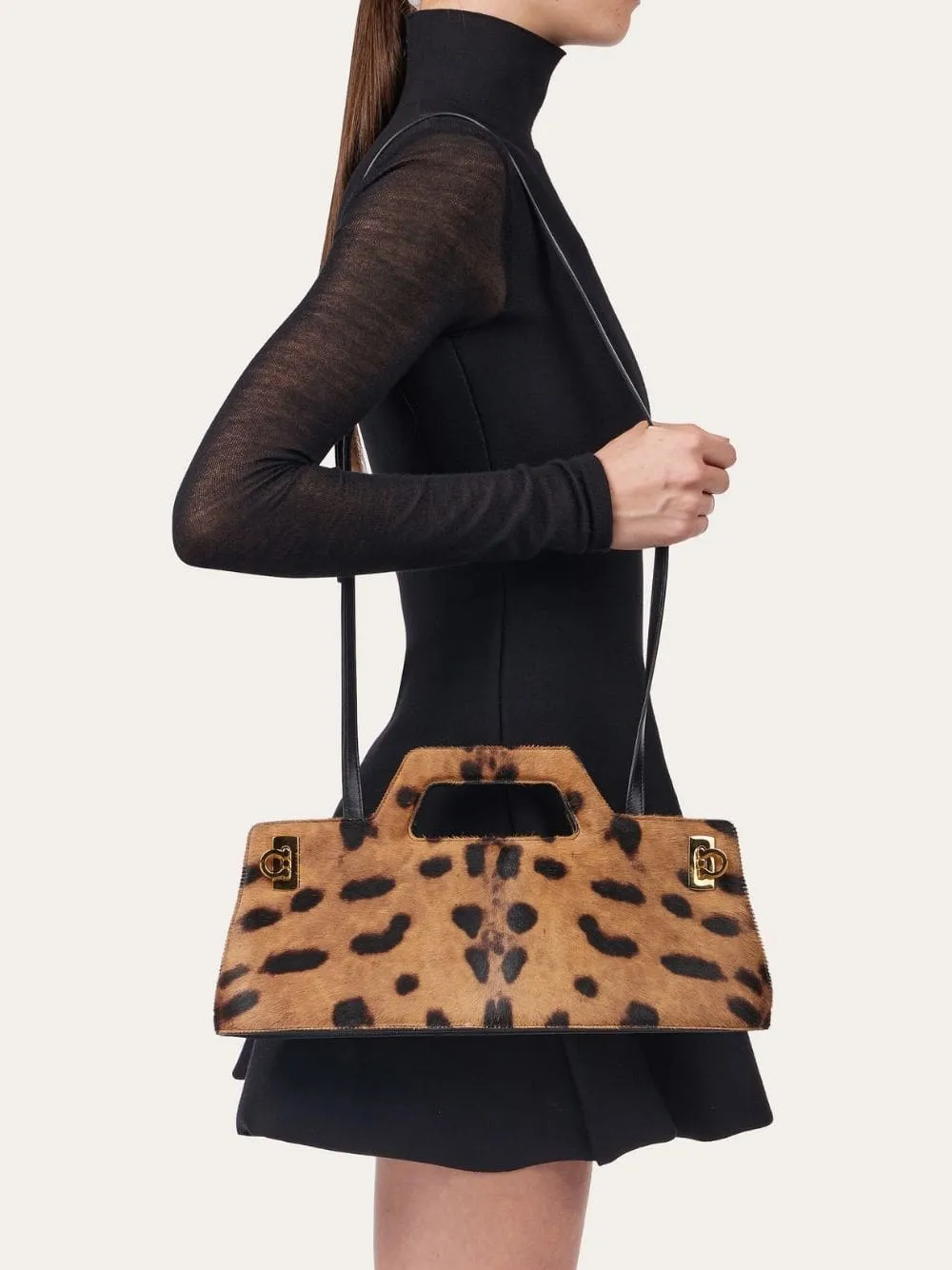 Wanda East-West Pony Hair Top Handle Bag