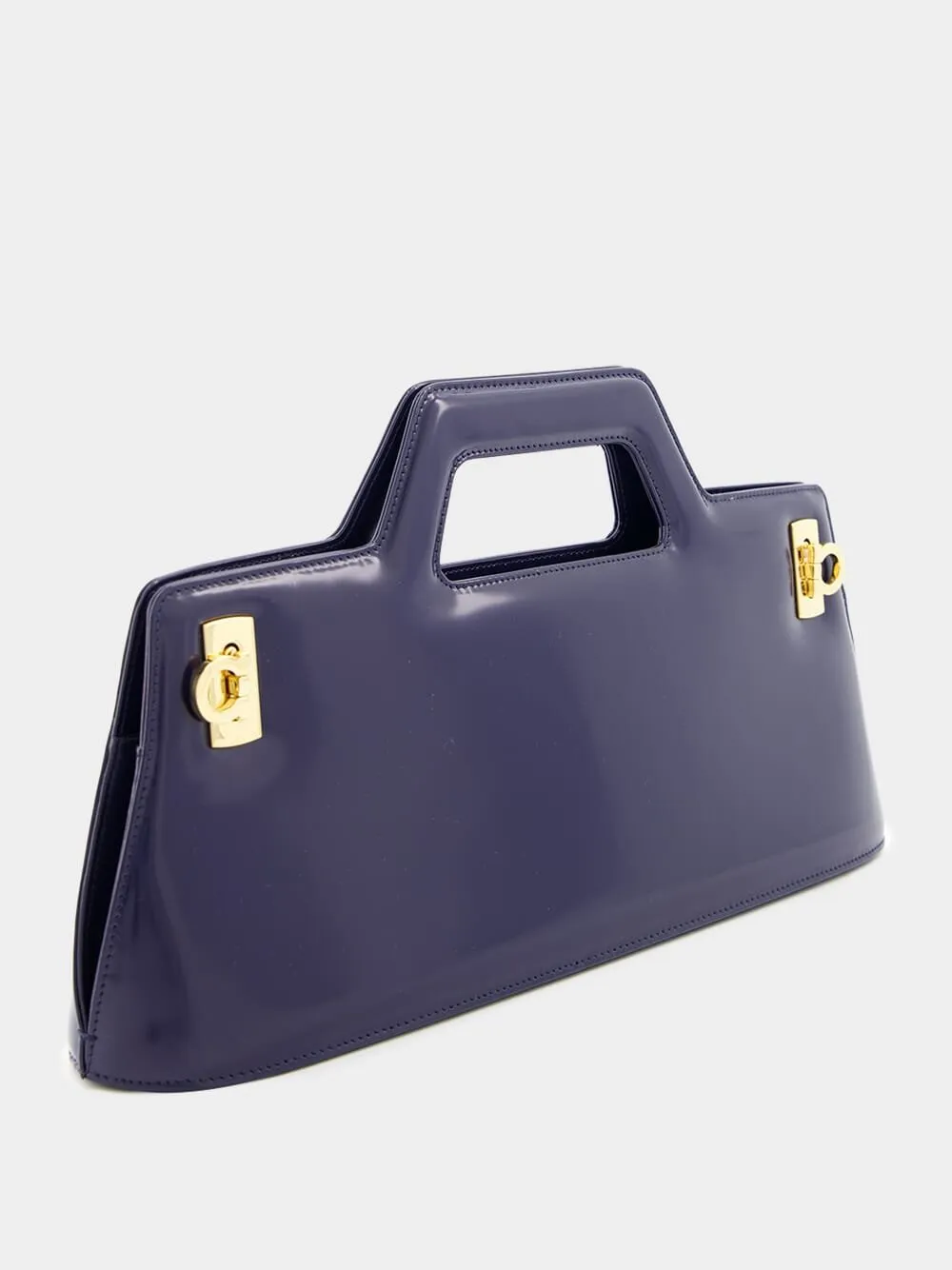 Wanda East-West Top Handle Blue Bag