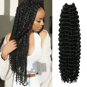 Water Wave Crochet Braids Hair, 22 Inch, 6 Packs, Synthetic Extensions for Passion Twists, Butterfly Locs, and Bohemian Styles, (1, Jet Black)