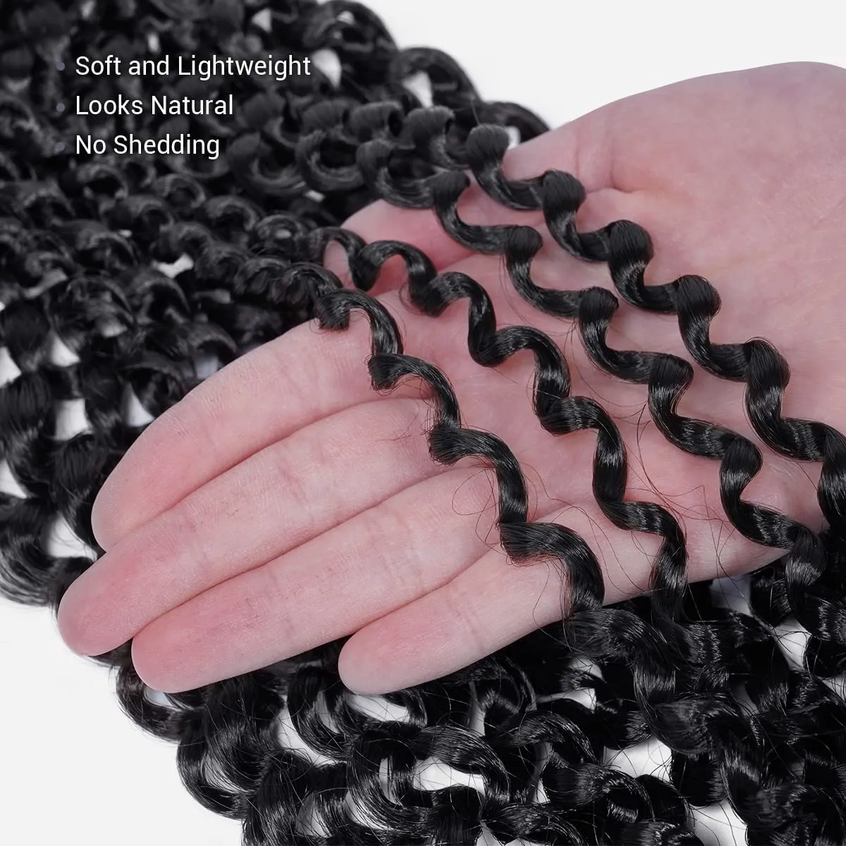 Water Wave Crochet Braids Hair, 22 Inch, 6 Packs, Synthetic Extensions for Passion Twists, Butterfly Locs, and Bohemian Styles, (1, Jet Black)