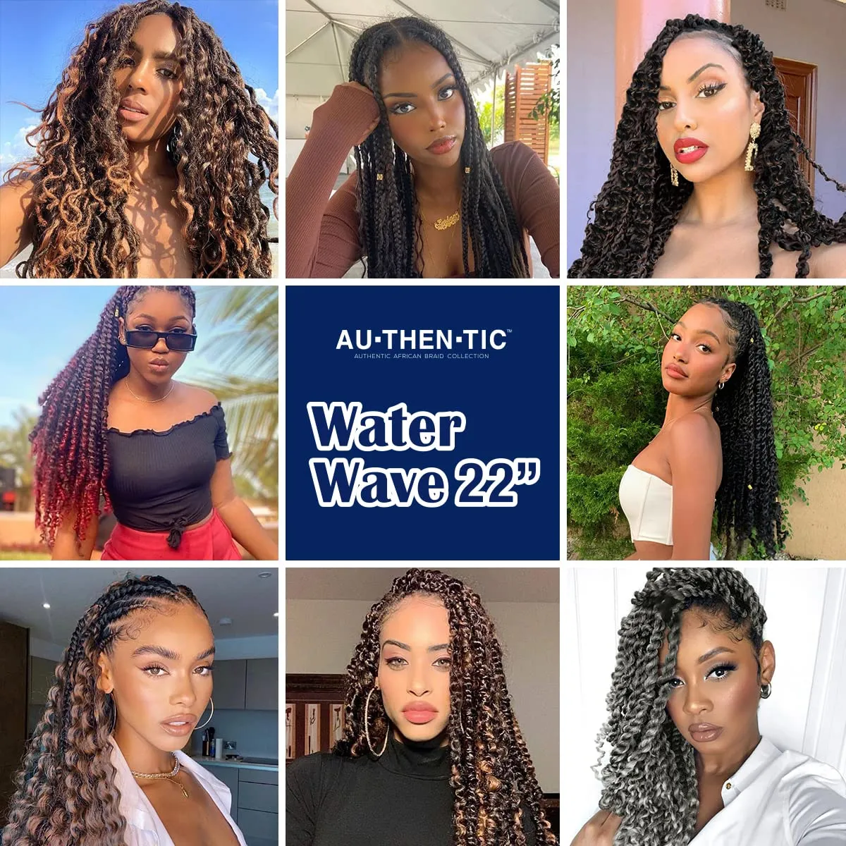 Water Wave Crochet Braids Hair, 22 Inch, 6 Packs, Synthetic Extensions for Passion Twists, Butterfly Locs, and Bohemian Styles, (30, Light Auburn)