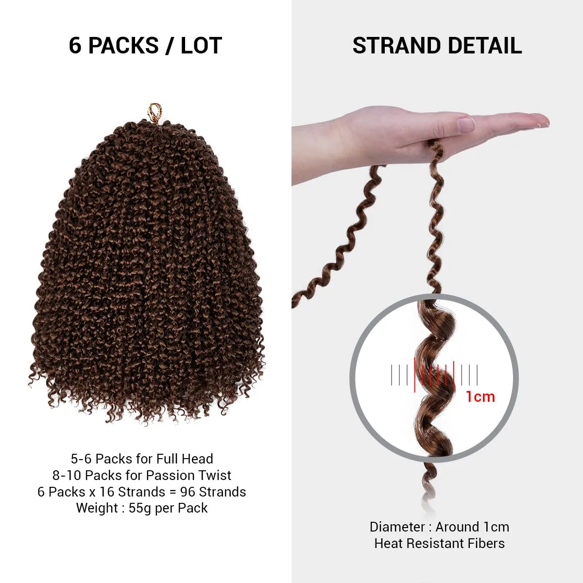 Water Wave Crochet Braids Hair, 22 Inch, 6 Packs, Synthetic Extensions for Passion Twists, Butterfly Locs, and Bohemian Styles, (30, Light Auburn)