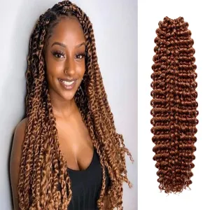 Water Wave Crochet Braids Hair, 22 Inch, 6 Packs, Synthetic Extensions for Passion Twists, Butterfly Locs, and Bohemian Styles, (30, Light Auburn)