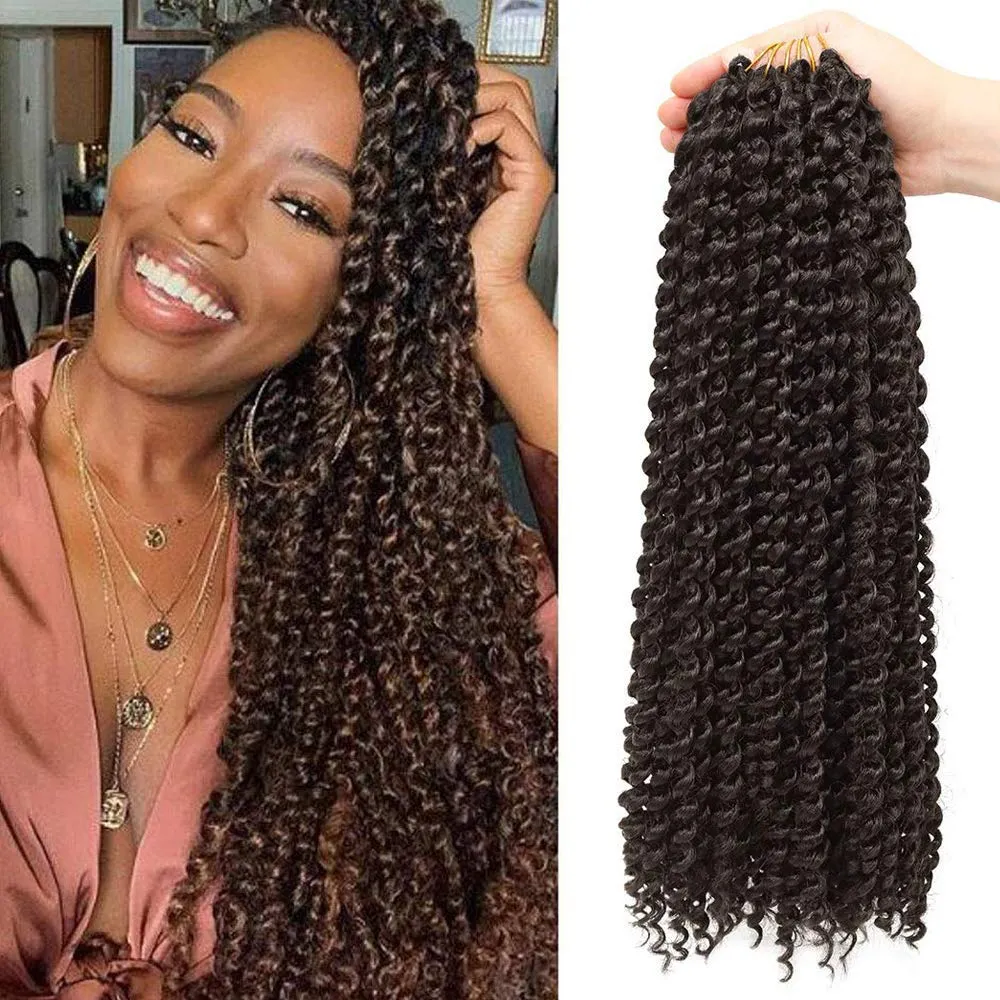 Water Wave Crochet Braids Hair, 22 Inch, 6 Packs, Synthetic Extensions for Passion Twists, Butterfly Locs, and Bohemian Styles, (4, Medium Brown)