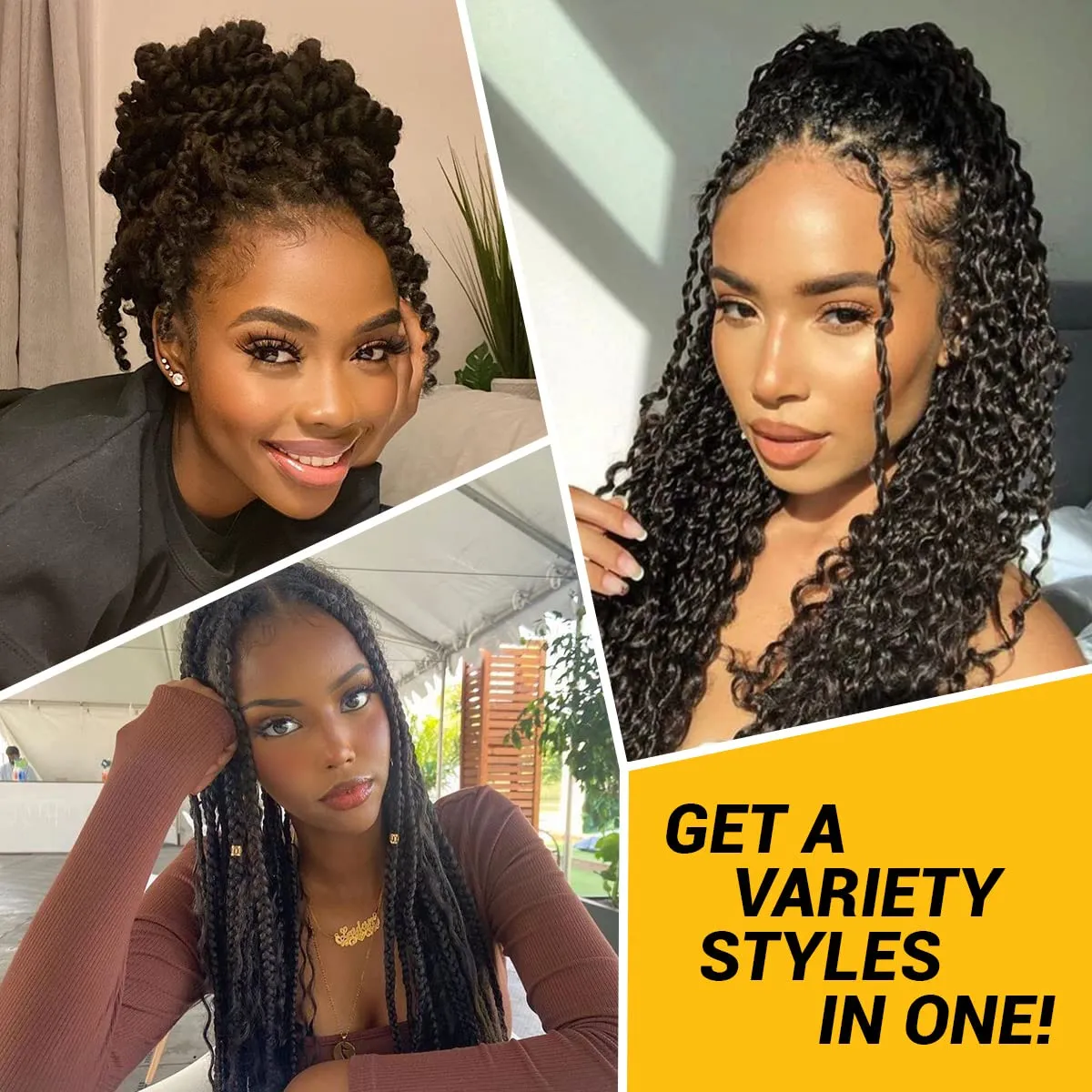 Water Wave Crochet Braids Hair, 22 Inch, 6 Packs, Synthetic Extensions for Passion Twists, Butterfly Locs, and Bohemian Styles, (4, Medium Brown)