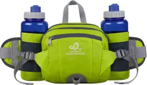 WATERFLY Fanny Pack Waist Bag: Fannie Pack 2 Water Bottle Holders Lumbar Belt Hiking Walking Running Jogging Camping Large Woman Man (Bottle Not Included）