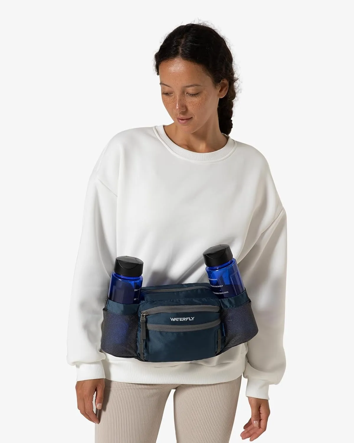 WATERFLY Fanny Pack Waist Bag: Waist Pack for Women Men with Two Water Bottle Holder Hiking Fanny Pack for Running Walking DogWalking Travel Cycling
