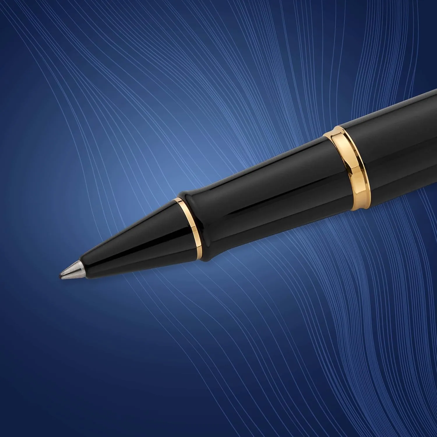 Waterman Expert Rollerball Pen, Gloss Black with 23k Gold Trim, Fine Point, Black Ink, Luxury Pen in Gift Box, Great Gift for Coworker