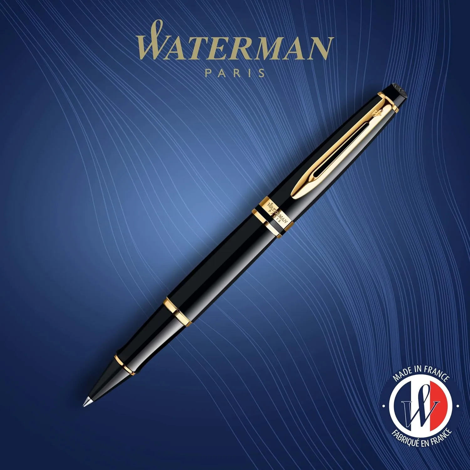 Waterman Expert Rollerball Pen, Gloss Black with 23k Gold Trim, Fine Point, Black Ink, Luxury Pen in Gift Box, Great Gift for Coworker