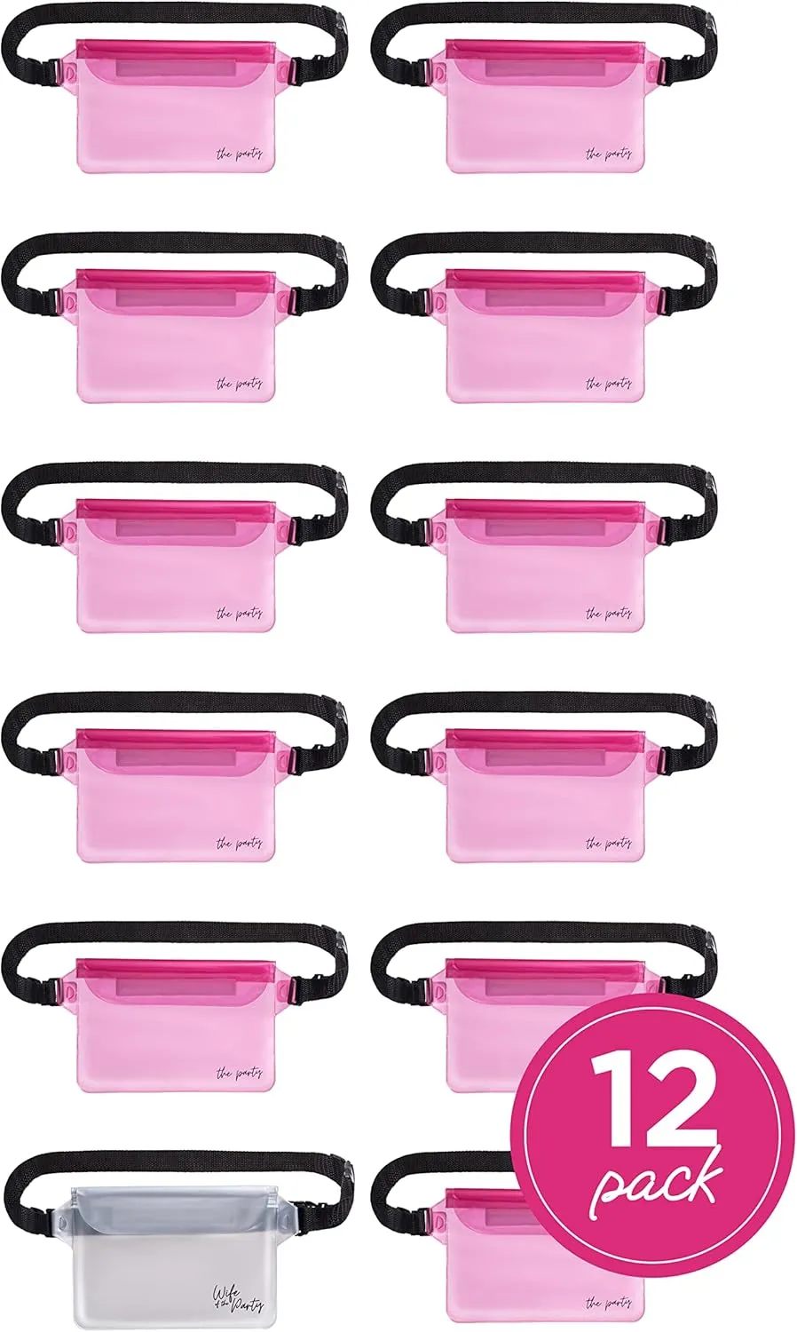 Waterproof Bachelorette Party Fanny Pack Set (12 Pack - Pink) 1 “Wife of the Party” Bride Fanny Pack and 11 “The Party” Bachelorette Fanny Packs | Bachelorette Party Favors I Bachelorette Gifts