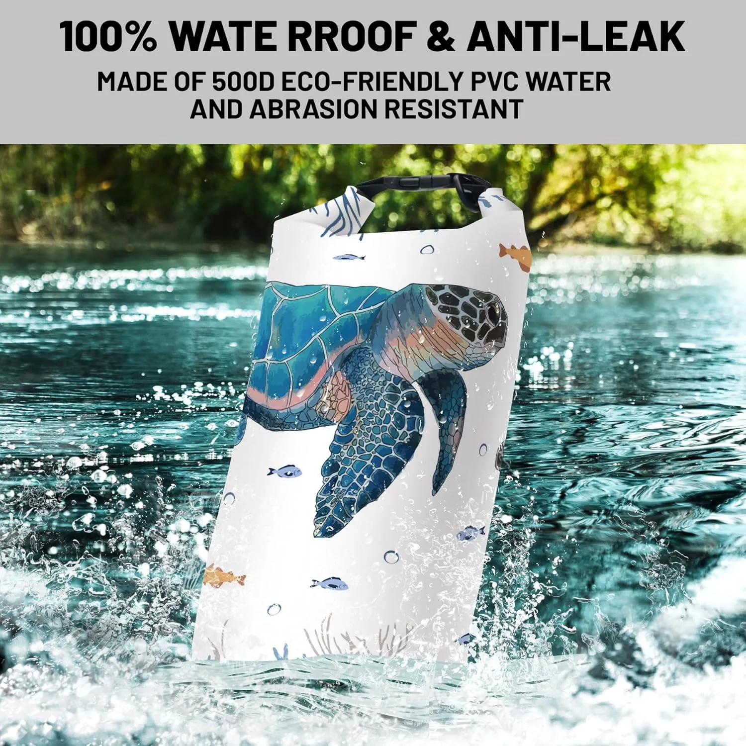Waterproof Dry Bag,Roll Top Sea Turtle Coral Starfish Waterproof Backpack 5L/10L/20L Floating and Lightweight Bags for Kayaking, Boating, Fishing, Swimming and Camping