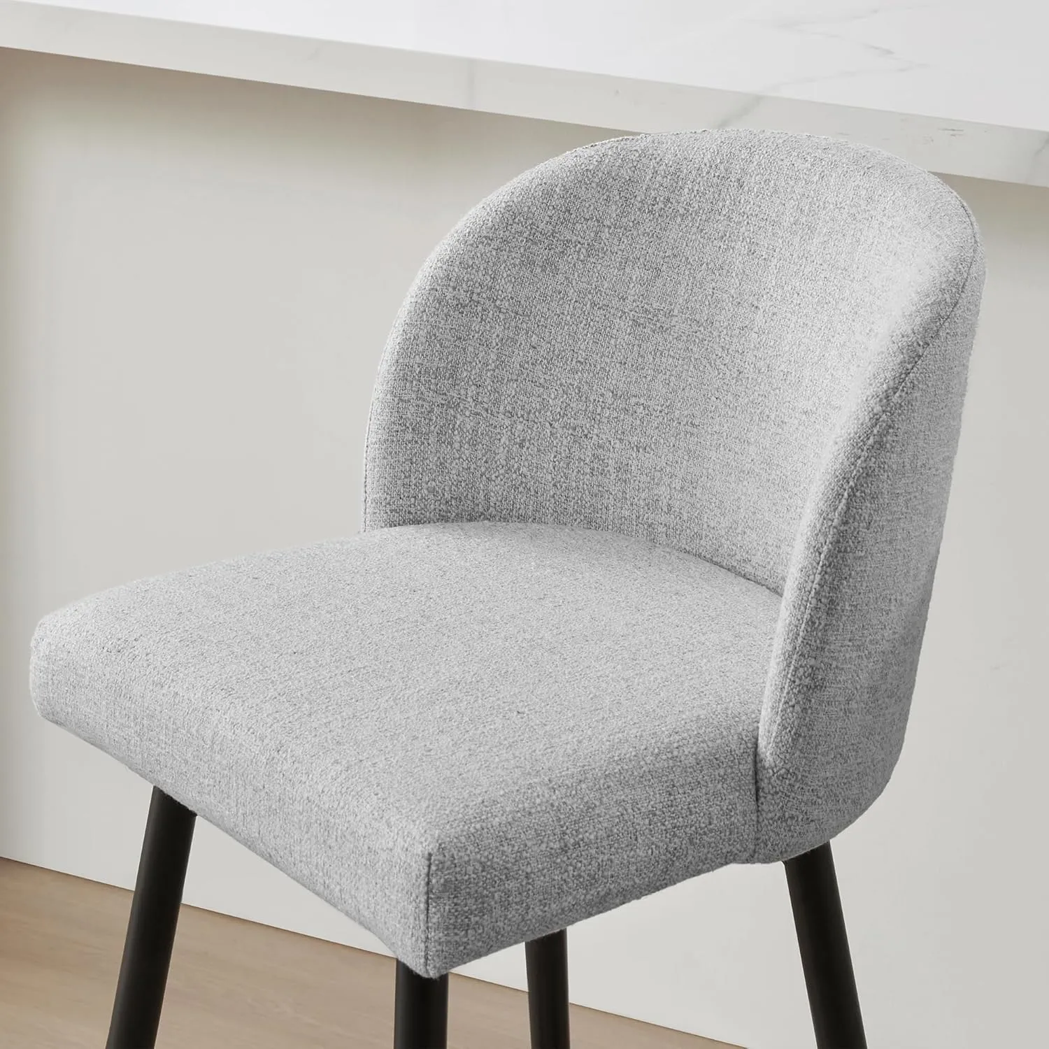 Watson & Whitely Counter Height Bar Stools Set of 2, 360° Swivel Upholstered Barstools with Backs and Metal Legs, 26" H Seat Height, Fabric in White (Multi-Colored)