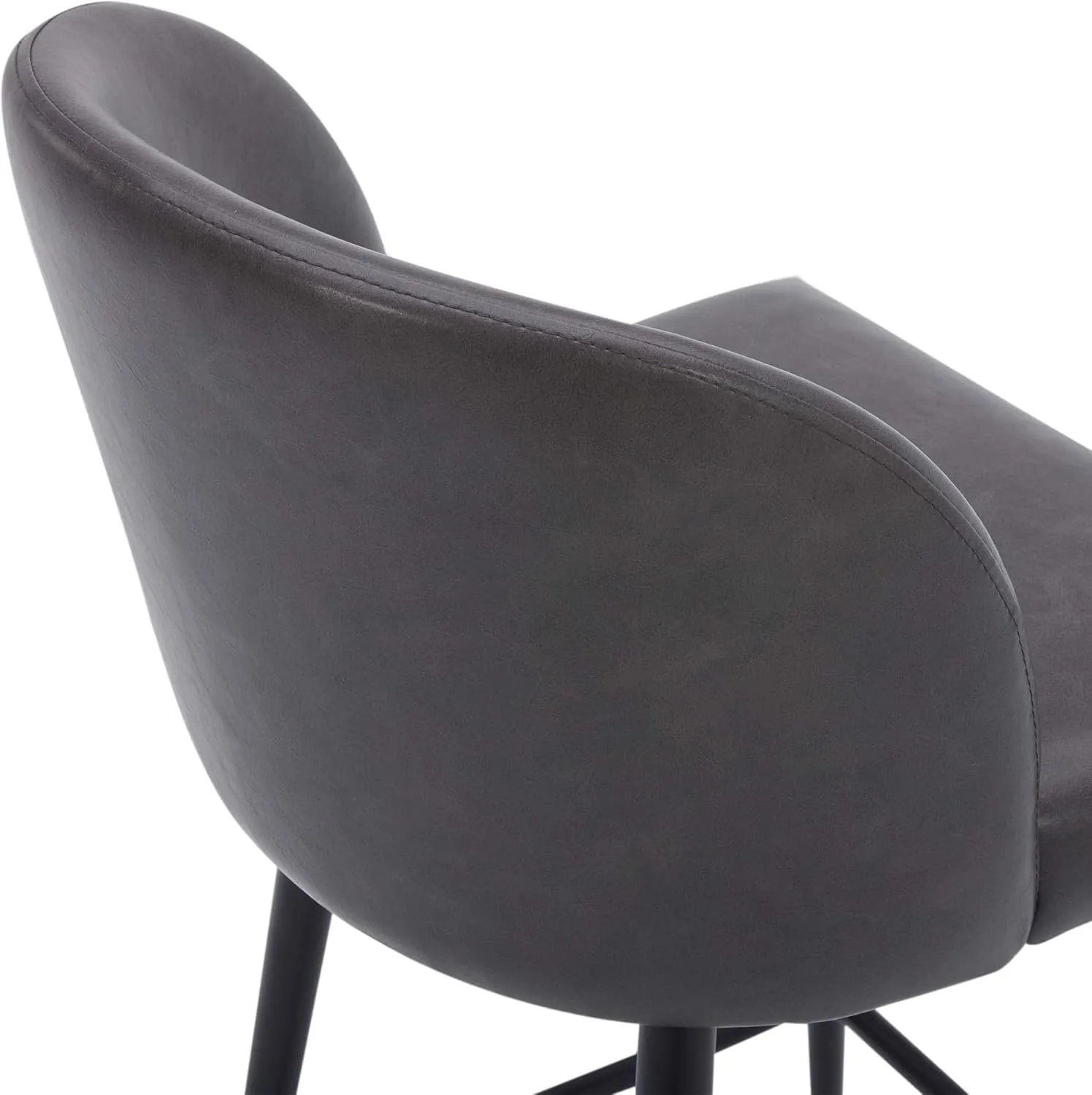 Watson & Whitely Counter Height Bar Stools Set of 2, 360° Swivel Upholstered Barstools with Backs and Metal Legs, 26" H Seat Height, Faux Leather in Grey