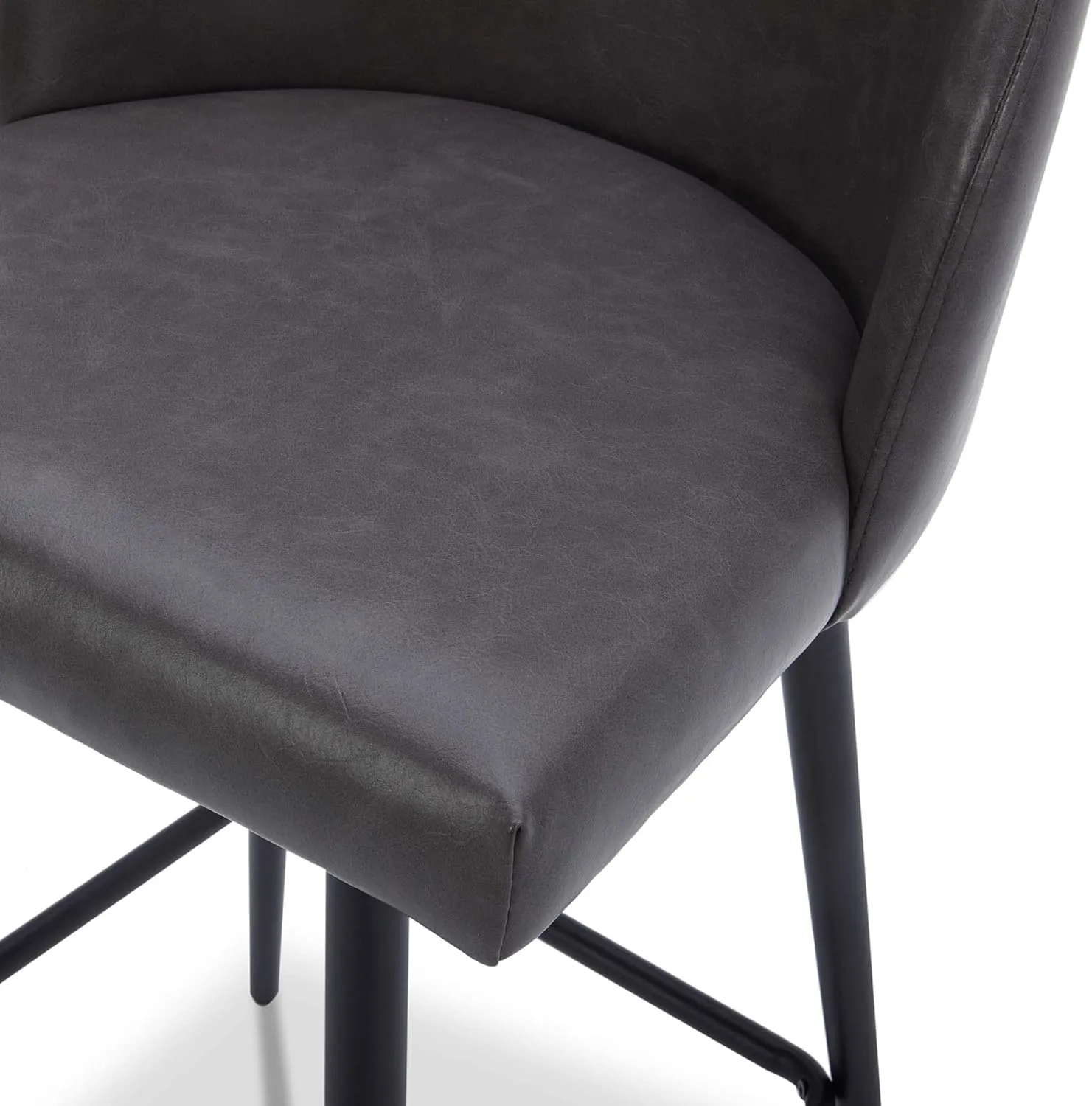 Watson & Whitely Counter Height Bar Stools Set of 2, 360° Swivel Upholstered Barstools with Backs and Metal Legs, 26" H Seat Height, Faux Leather in Grey
