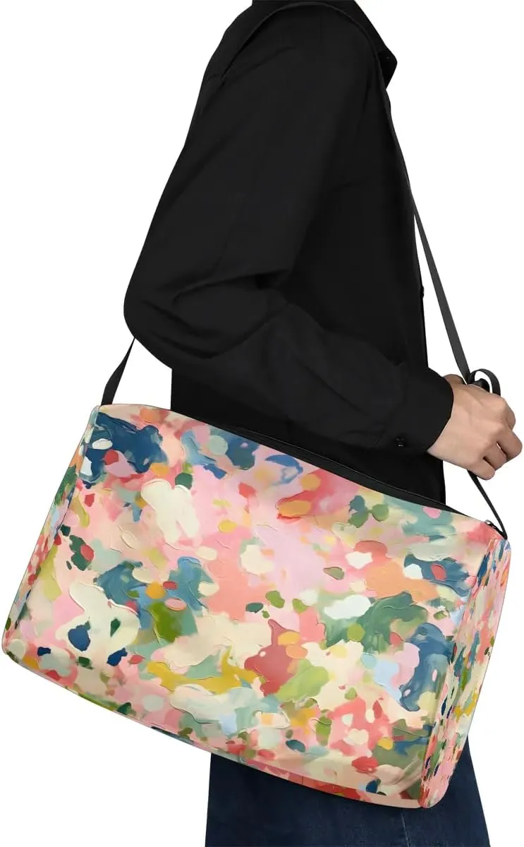Weekend Bag Abstract Exquisite Colorful Pattern Lightweight Carry On Duffel Bag Waterproof Gym Bag Pu Leather Duffle Bag for Workout Travel Sport