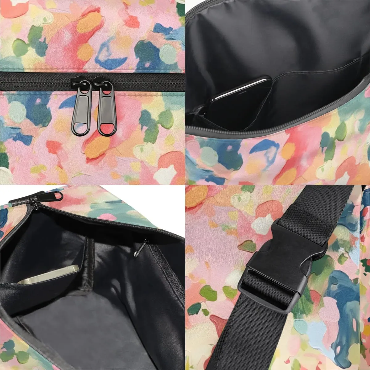 Weekend Bag Abstract Exquisite Colorful Pattern Lightweight Carry On Duffel Bag Waterproof Gym Bag Pu Leather Duffle Bag for Workout Travel Sport