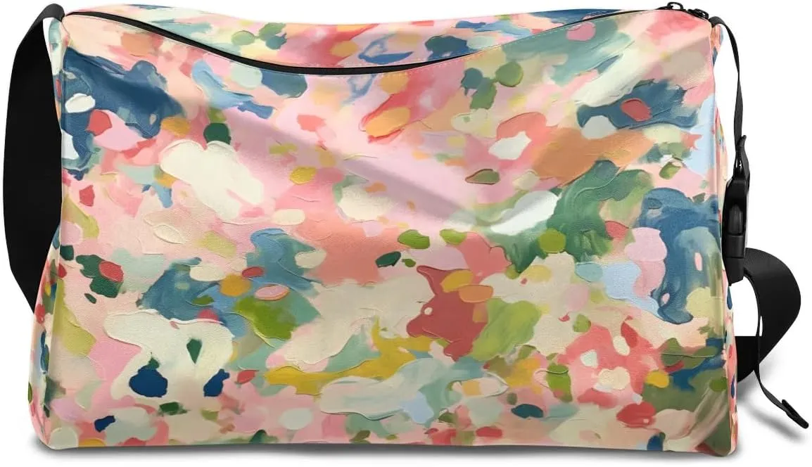Weekend Bag Abstract Exquisite Colorful Pattern Lightweight Carry On Duffel Bag Waterproof Gym Bag Pu Leather Duffle Bag for Workout Travel Sport
