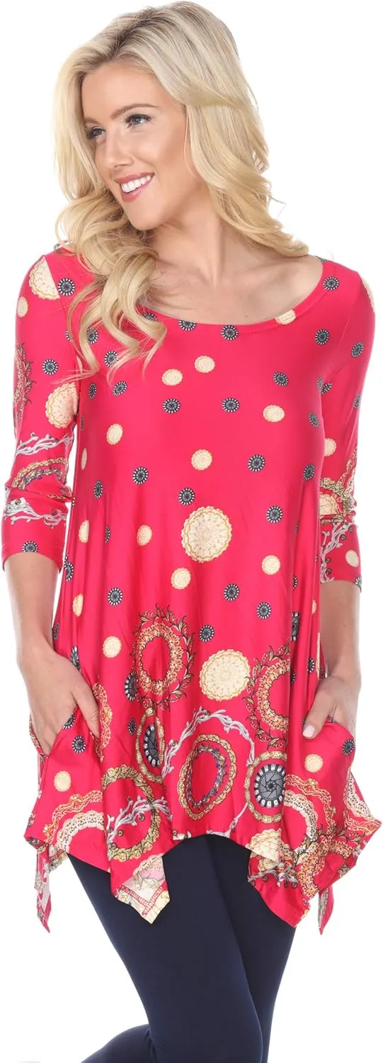 white mark Erie Tunic Top with Side Pockets & Shark Bite Hemline