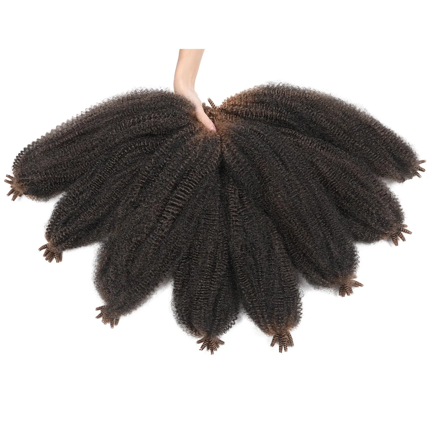 WIGER Ombre Brown Afro Kinky Curly Crochet Braids for Locs Marley Twist Braiding Hair Pre-Separated Spring Twist Crochet Hair Bundle 18 Inch 8 Packs Synthetic Kinky Twist Extensions (1B/30)