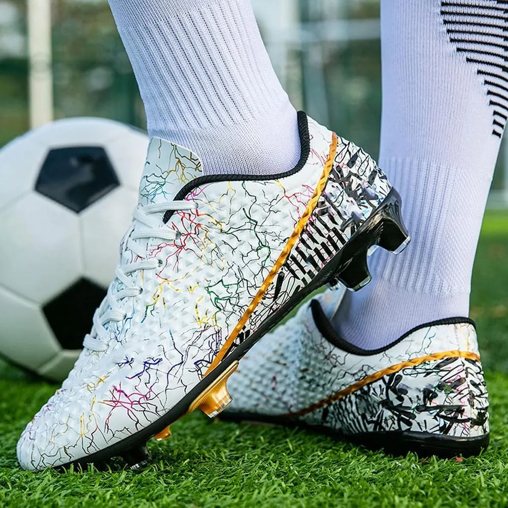 WILTENA Womens Comfy Soccer Cleats Mens Low Top Firm Ground Football Shoes Girls Boys Fashion Outdoor Football Sneakers