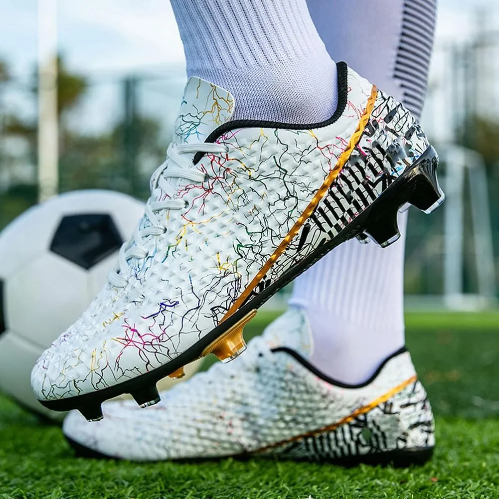 WILTENA Womens Comfy Soccer Cleats Mens Low Top Firm Ground Football Shoes Girls Boys Fashion Outdoor Football Sneakers