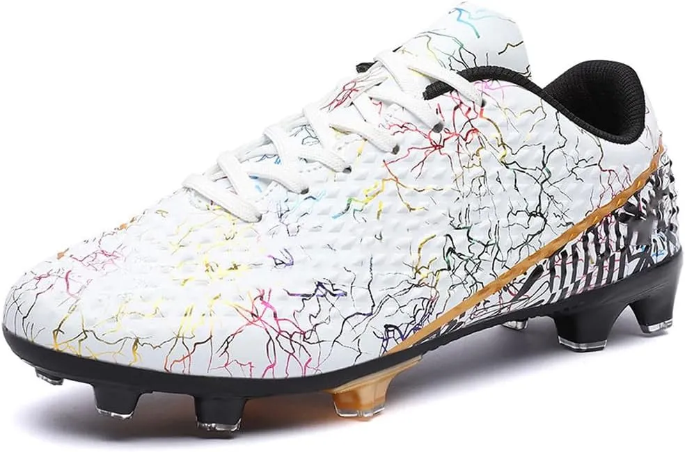 WILTENA Womens Comfy Soccer Cleats Mens Low Top Firm Ground Football Shoes Girls Boys Fashion Outdoor Football Sneakers
