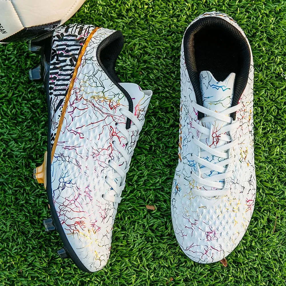 WILTENA Womens Comfy Soccer Cleats Mens Low Top Firm Ground Football Shoes Girls Boys Fashion Outdoor Football Sneakers