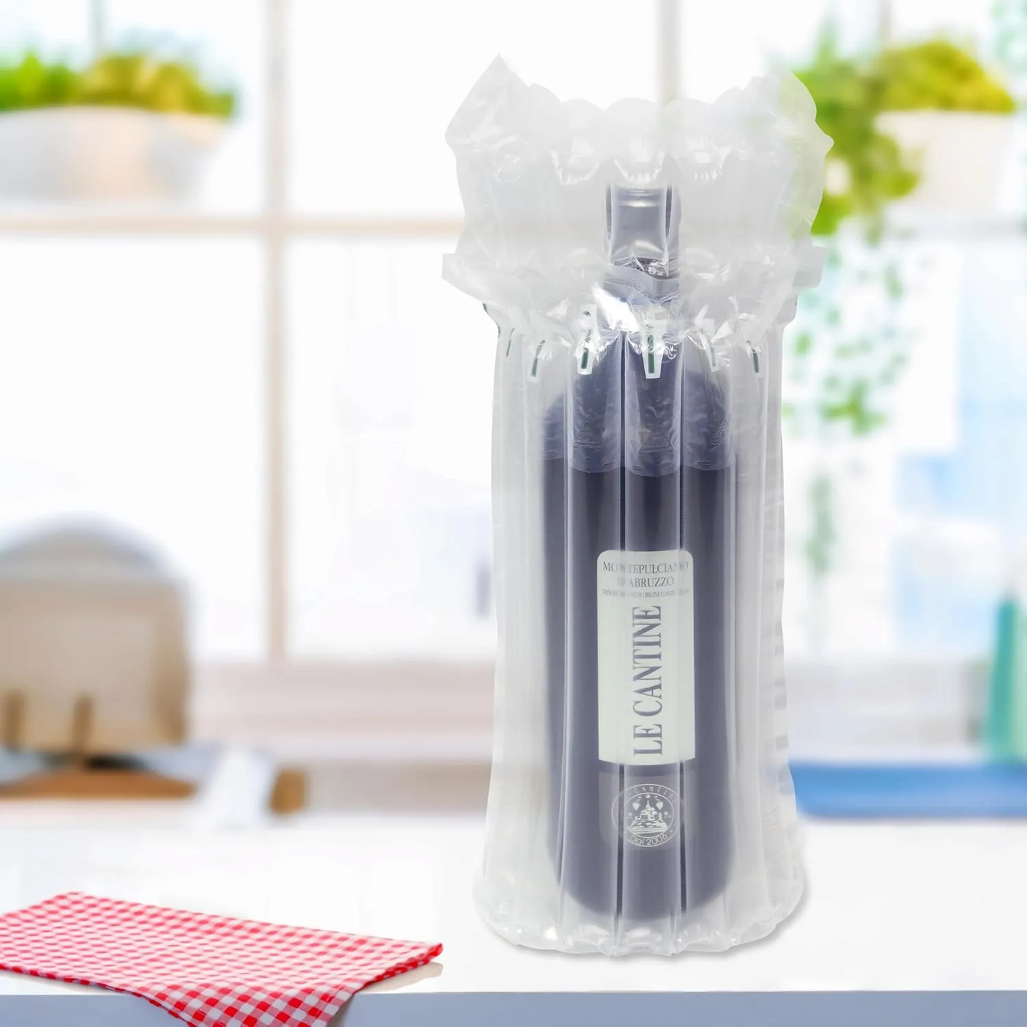 Wine Bottle Travel Protector Bags, Monkkino 16 Packs Inflatable Bubble Cushion Wrap, Safety Choice for Glass Bottles in Transport with Luggage, Air Filled Packaging Sleeves with Reusable Pump