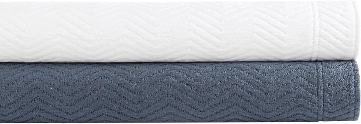 Winnie Ink Matelasse Coverlet, Queen Size, Navy Chevron Pattern