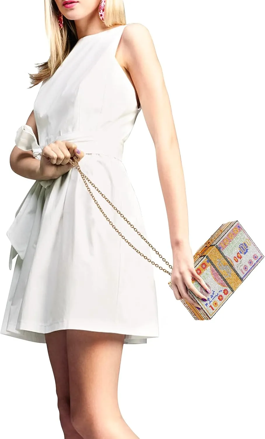 WJCD Money Clutch Purses Rhinestone Crossbody Purse Unique Evening Clutch Handbag Shoulder Bag Money Purses Crossbody Bag