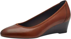 Women Comfortable Wedge Pumps Low Heel Closed Almond Toe Slip On Wedge Sandals Two-Toned Matte Leather Dress Shoes Office Ladies Work Wedding Party Dance Shoe Formal Classic Fall 4-11 M US
