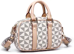 Women Designer Geometric Pattern Handbag Crossbody Shoulder Bag Top Handle Satchel for Work Office Travel