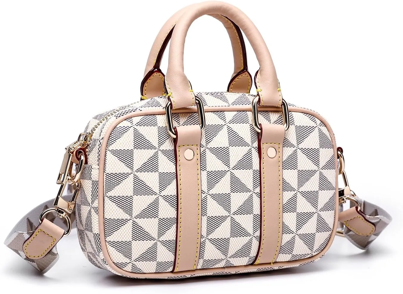 Women Designer Geometric Pattern Handbag Crossbody Shoulder Bag Top Handle Satchel for Work Office Travel