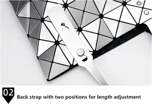 Women Handbags Geometric Luminous Bag PU LeatherBag Ladies Shoulder Bag geometric purse Sliver