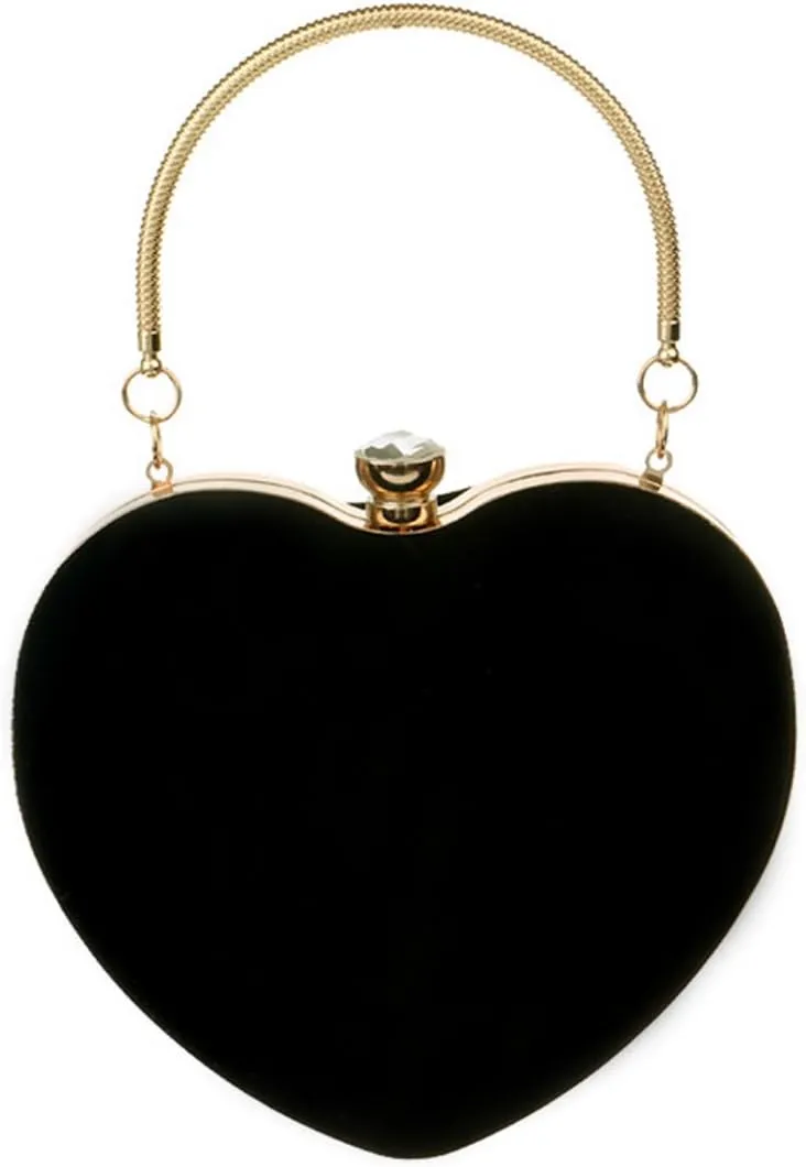 Women Heart Shaped Handbag Mini Clutch Chain Purse Chic Shoulder Bag Evening Tote